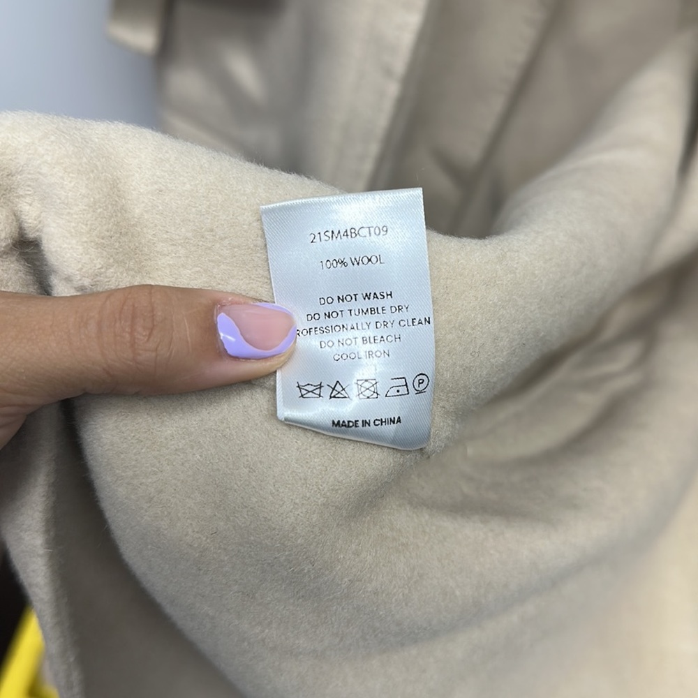 Silk Maison Oversized Beige 100% Wool trench Coat - Picture 13 of 15